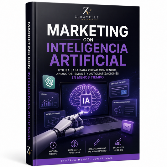 Marketing con Inteligencia Artificial –  Utiliza la IA para crear contenido, anuncios, emails y automatizaciones en menos tiempo.